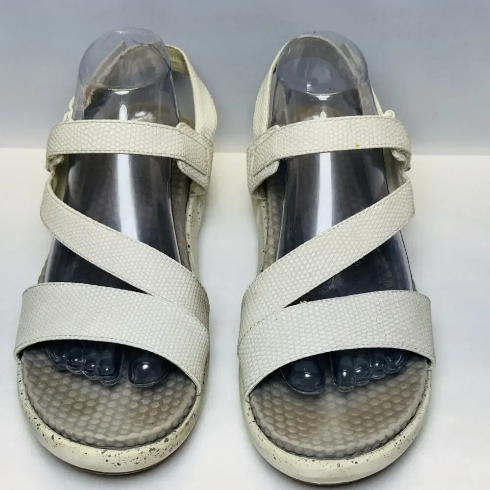 Baretraps Glena Sandals Women's Size 9.5 M White‎ Adjustable Ankle Strap Comfort